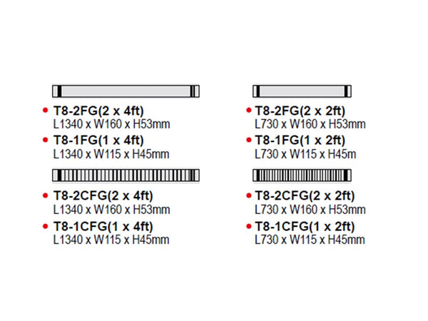 (ARCYLIC COVER) COMMERCIAL LAMP FITTING -4FT (SINGLE OR DOUBLE TUBES)