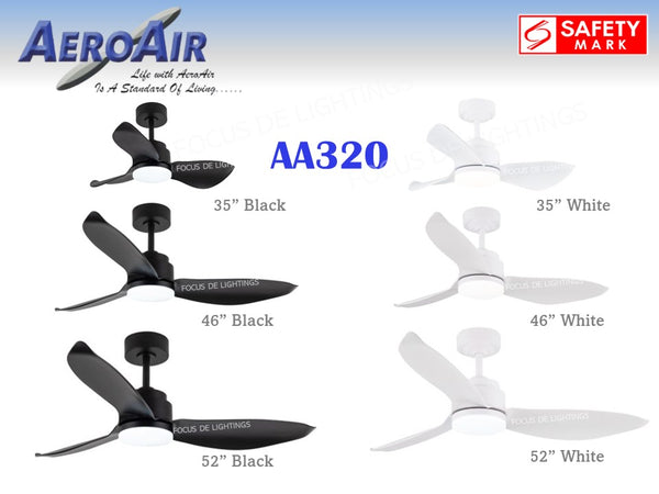 AEROAIR AA320 BLACK/WHITE -ROD VERSION 35"/46"52" *DIMMABLE FUNCTION