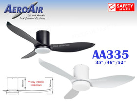 AEROAIR AA335 BLACK/WHITE -HUGGER VERSION 35"/46"52" (GREAT FOR LOW CEILING)