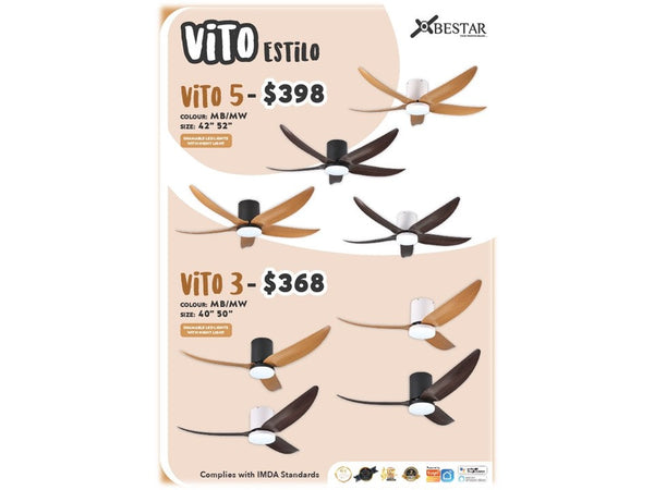 BESTAR CEILING FAN DC VITO ESTILO DC-3 (SMART FUNCTION) 40"/50"