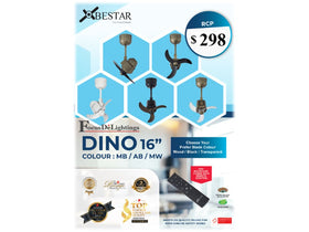 BESTAR CORNER FAN 16" (MATT BLACK / ANTIQUE BRASS/WHITE)