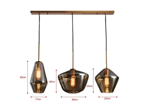 3L SMOKE BLACK GOLD ELEGANT PENDANT LAMP