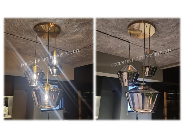 3L SMOKE BLACK GOLD ELEGANT PENDANT LAMP