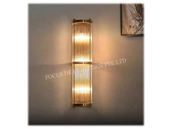 CLASSIC GOLD CRYSTAL TALL WALL LAMP
