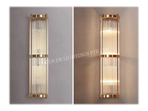 CLASSIC GOLD CRYSTAL TALL WALL LAMP