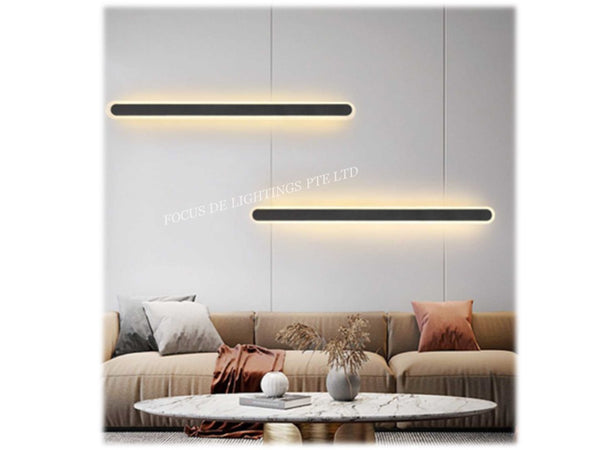 LINEAR LED TRI-COLOUR WALL LAMP -ARCYLIC ROUNDED FRAME