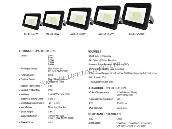 NIKKON LED FLOODLIGHT -DRACO MELO SERIES (30W/50W/100W/150W/200W)
