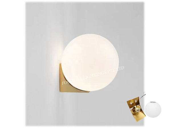 MYRA GLASS GLOBE GOLD BASE WALL LAMP -SINGLE G9