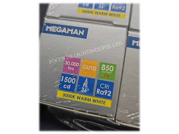 *HIGH CRI+HIGH BRIGHTNESS* MEGAMAN PAR16S1 GU10 LED 6W (3000K WARM)