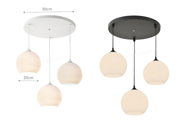 GLOBE HALF-MOON GLASS PENDANT LAMP (SINGLE OR 3L)