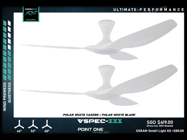 SMART PO ECO FAN CYCLONE VSPEC III-RS 46"/52"/60" (WHITE HUGGER)