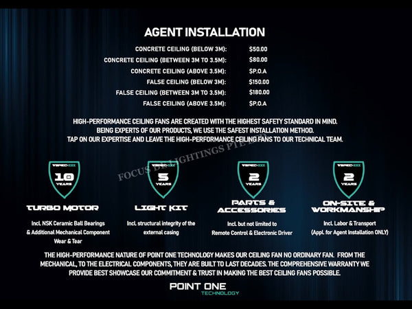 SMART PO ECO FAN CYCLONE VSPEC III-RS 46"/52"/60" (BLACK HUGGER)