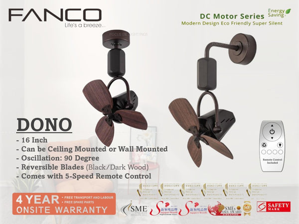 FANCO CORNER FAN -DONO 16" (REVERSIBLE BLADES)