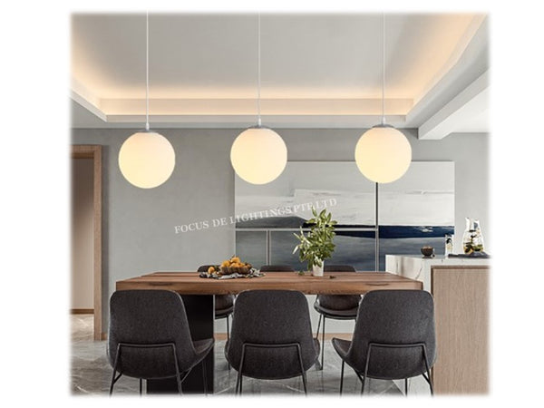 FULL-MOON GLOBE FROSTED GLASS PENDANT LAMP 6816 (DIA 250MM OR 300MM)
