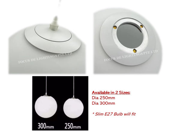 FULL-MOON GLOBE FROSTED GLASS PENDANT LAMP 6816 (DIA 250MM OR 300MM)