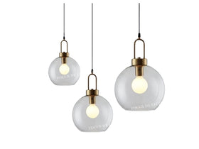 ANTIQUE BRASS GLOBE CLEAR GLASS PENDANT LAMP 6250 (DIA 200MM OR 250MM OR 300MM)