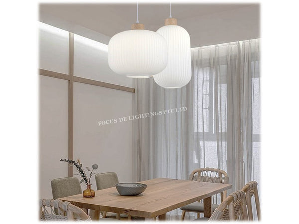 ZEN MINIMALIST FROSTED GLASS PINEWOOD PENDANT LAMP 6818