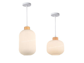 ZEN MINIMALIST FROSTED GLASS PINEWOOD PENDANT LAMP 6818