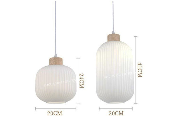 ZEN MINIMALIST FROSTED GLASS PINEWOOD PENDANT LAMP 6818