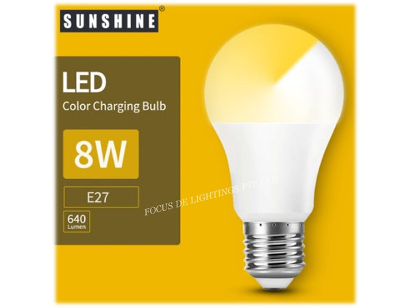 SUNSHINE CLASSIC E27 LED 8W BULB -TRI-COLOURS (WARM-COOL-DAY-IN-ONE)