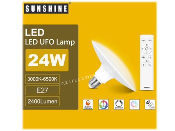 SUNSHINE E27 LED 24W UFO BULB + REMOTE CONTROL (WARM-COOL-DAY W/DIMMING)
