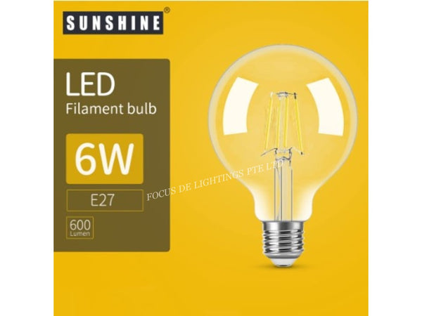 SUNSHINE FILAMENT E27 LED GLOBE -6W (WARM OR DAY)