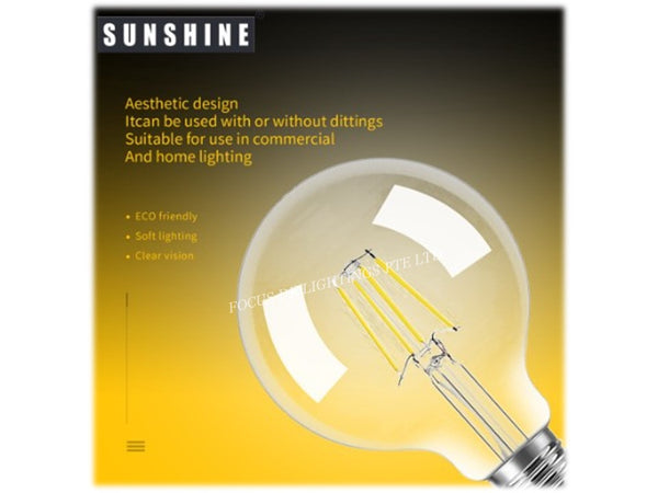 SUNSHINE FILAMENT E27 LED GLOBE -6W (WARM OR DAY)