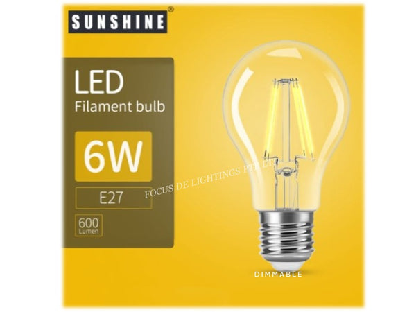 SUNSHINE FILAMENT E27 LED CLASSIC -6W (WARM OR DAY)