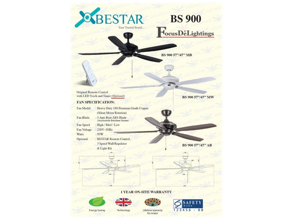 BESTAR CEILING FAN AC BS900 47"