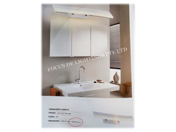 MIRROR WALL LAMP 8307 17W LED (TRI-COLOURS) WHITE + ARCYLIC