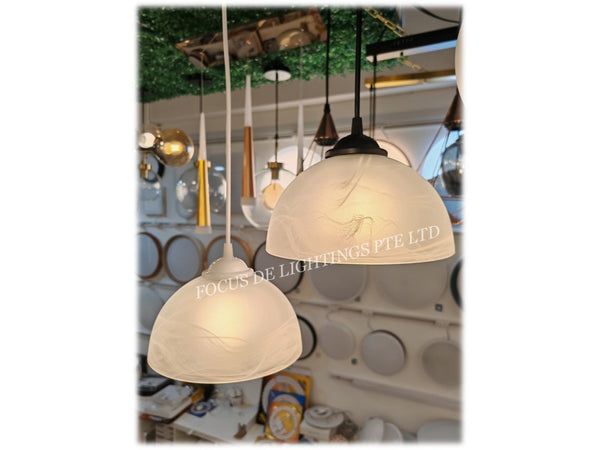 3L MARBLE-EFFECT GLASS PENDANT LAMP (SINGLE OR 3L)
