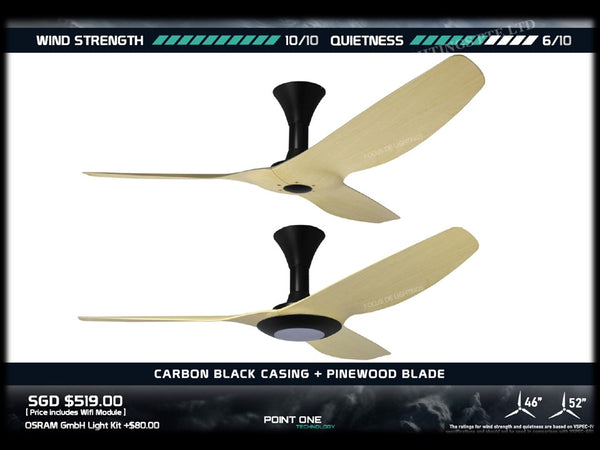 SMART PO ECO FAN VORTEX T2 VSPEC IV-RS 46"/52" -BLACK+PINEWOOD