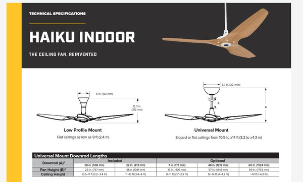 *GEN4* HAIKU H SERIES -CARAMEL WHITE 52"/60" (UNIVERSAL MOUNTED)