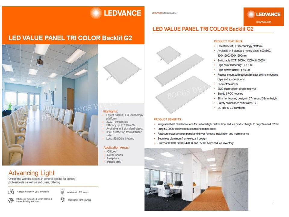 AP-LITE COMMERCIAL OFFICE LED PANEL 60W (595mmx1195mm) TUV CERT - FOCUS ...