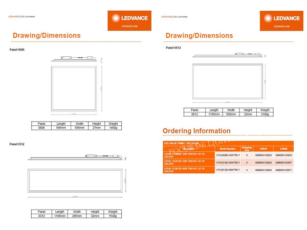 LEDVANCE COMMERCIAL OFFICE LED PANEL BACKLIT (choose your own colour temp)