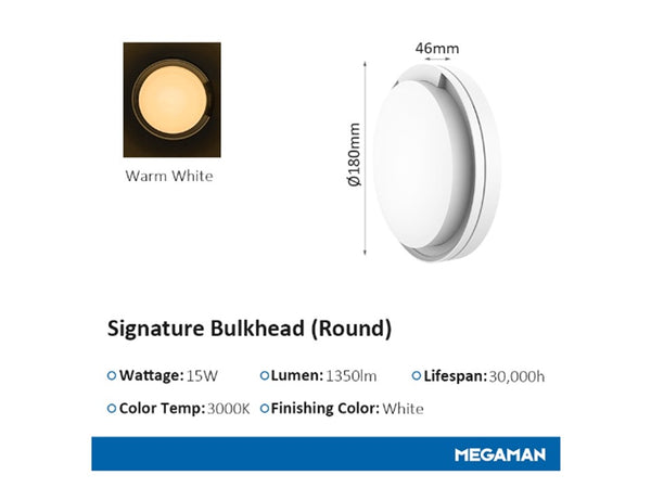 MEGAMAN OUTDOOR IP65 WALL LAMP 1110 Y -15W SUPER BRIGHT LED