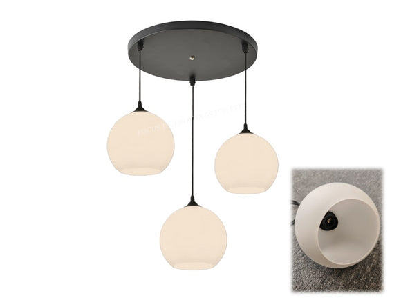 GLOBE HALF-MOON GLASS PENDANT LAMP (SINGLE OR 3L)