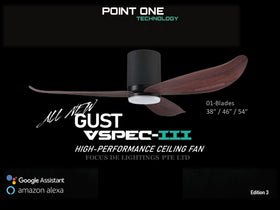 PO ECO FAN DC MOTOR -GUST VSPEC III 38" / 46" / 54" (BLADE 01 -CHERRYWOOD / TIMBER)