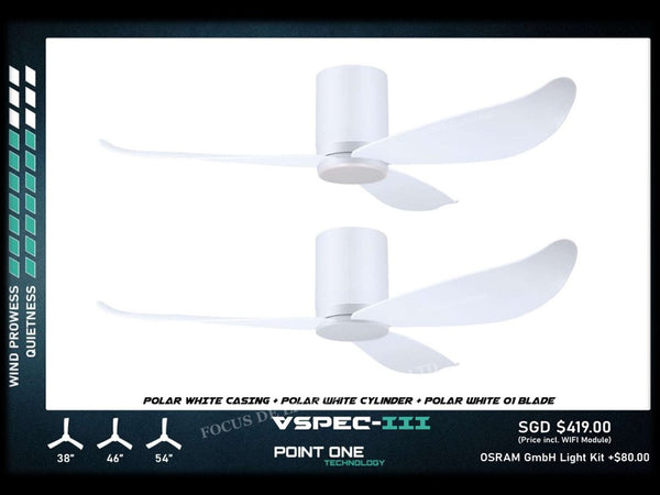 PO ECO FAN DC MOTOR -GUST VSPEC III 38" / 46" / 54" (BLADE 01 -BLACK /WHITE)