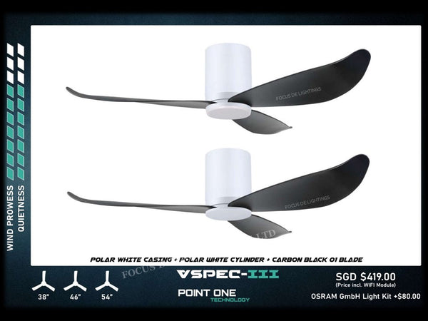 PO ECO FAN DC MOTOR -GUST VSPEC III 38" / 46" / 54" (BLADE 01 -BLACK /WHITE)