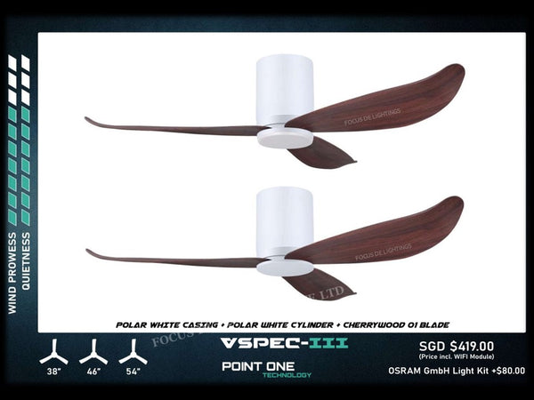 PO ECO FAN DC MOTOR -GUST VSPEC III 38" / 46" / 54" (BLADE 01 -CHERRYWOOD / TIMBER)