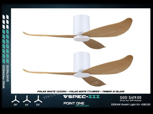 PO ECO FAN DC MOTOR -GUST VSPEC III 38" / 46" / 54" (BLADE 01 -CHERRYWOOD / TIMBER)