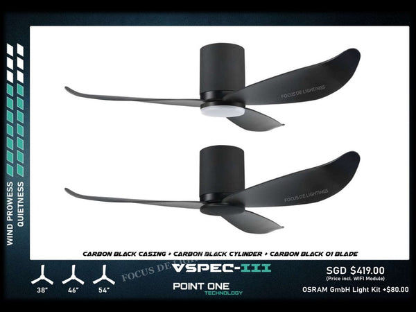 PO ECO FAN DC MOTOR -GUST VSPEC III 38" / 46" / 54" (BLADE 01 -BLACK /WHITE)