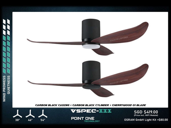PO ECO FAN DC MOTOR -GUST VSPEC III 38" / 46" / 54" (BLADE 01 -CHERRYWOOD / TIMBER)