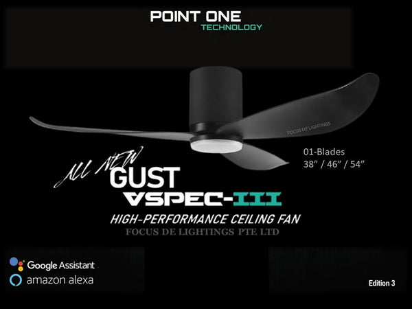 PO ECO FAN DC MOTOR -GUST VSPEC III 38" / 46" / 54" (BLADE 01 -BLACK /WHITE)