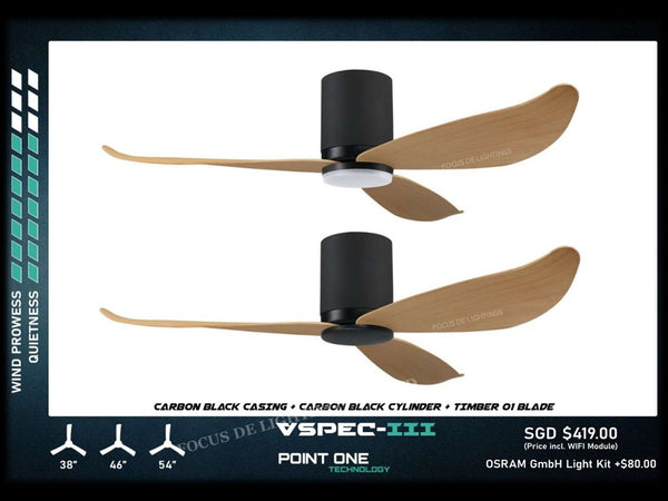 PO ECO FAN DC MOTOR -GUST VSPEC III 38" / 46" / 54" (BLADE 01 -CHERRYWOOD / TIMBER)