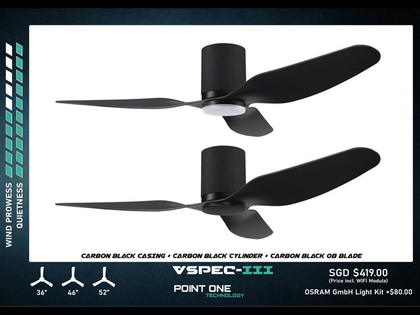 PO ECO FAN DC MOTOR -GUST VSPEC III 36" / 46" / 52" (BLADE 08 -CHERRYWOOD / BLACK / WHITE)