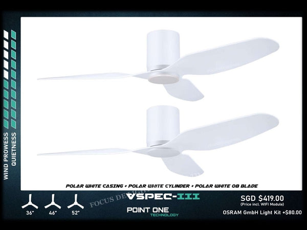 PO ECO FAN DC MOTOR -GUST VSPEC III 36" / 46" / 52" (BLADE 08 -CHERRYWOOD / BLACK / WHITE)