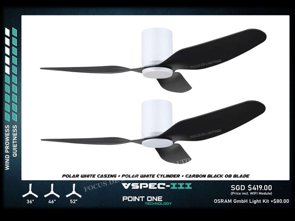 PO ECO FAN DC MOTOR -GUST VSPEC III 36" / 46" / 52" (BLADE 08 -CHERRYWOOD / BLACK / WHITE)