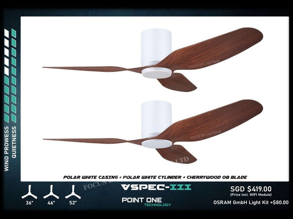 PO ECO FAN DC MOTOR -GUST VSPEC III 36" / 46" / 52" (BLADE 08 -CHERRYWOOD / BLACK / WHITE)